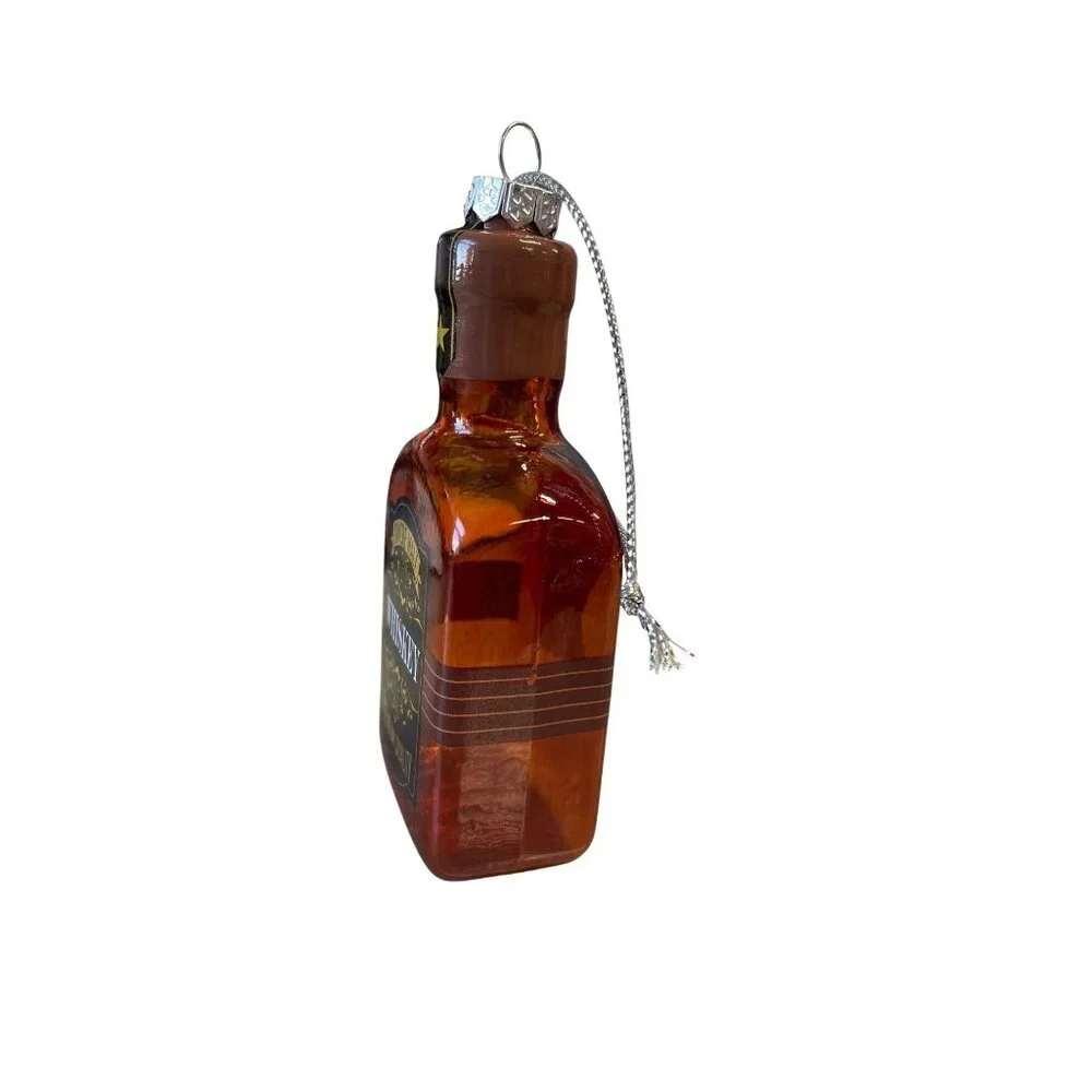 Glass Whiskey‎ Bottle Christmas Ornament Single Malt Premium Quality Brown Gold